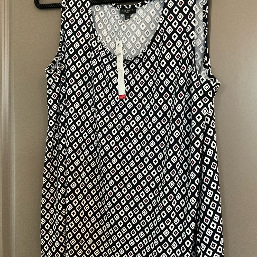 Talbots Black and White Geometric Women's Top